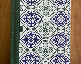 Small Journal, Sketchbook, Notebook - Green and Navy Florentine Pattern (128 pages)