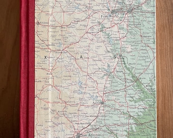 Blank Journal and Sketchbook -  1963 World Atlas Map - Texas - 128 pages  (large)