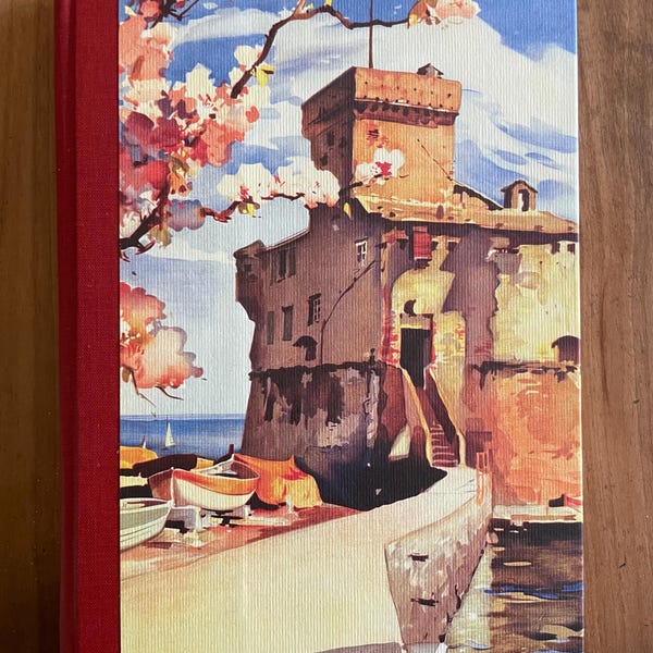 Quaderno a righe - Poster di viaggio vintage, Genova - Italia (192 pagine)
