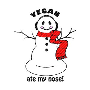 Vegan aten mijn neus, sneeuwpop Kerst grappige clipart vector graphics gesneden bestanden jpg png cricut silhouet cameo