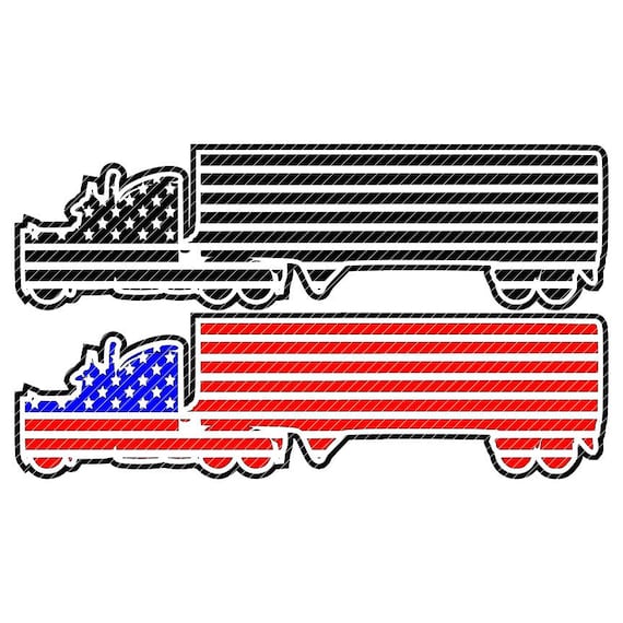 Download Trucker Flag Svg 2 Versions Semi Truck U S A America Jpg Png Etsy