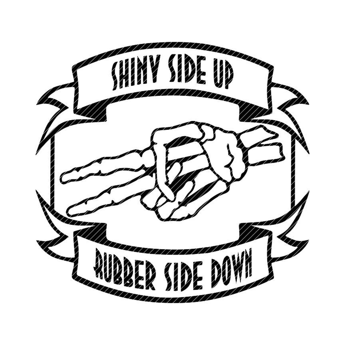 Shiny Side up Rubber Side Down Skeleton Peace Wave Etsy