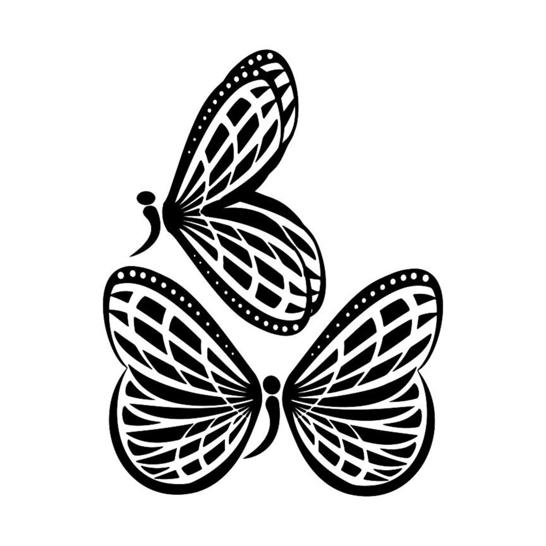 2 Semicolon Butterflies, Suicide Prevention Awareness Svg Clipart ...