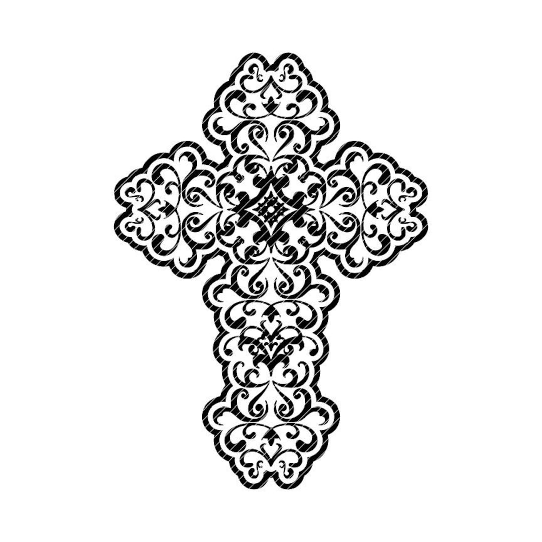 Ornate Cross, Swirl Clipart Vector Graphics Cut Files Mandala Svg