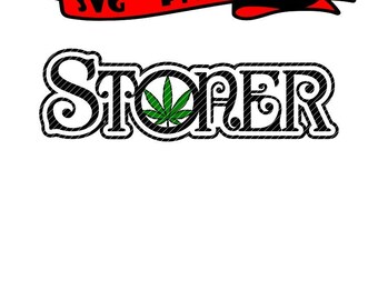 Stoner, 2 versioner marijuana Mary Jane pot leaf smoker clipart vektorgrafik klippfiler jpg png Cricut silhuett cameo gravyr cnc