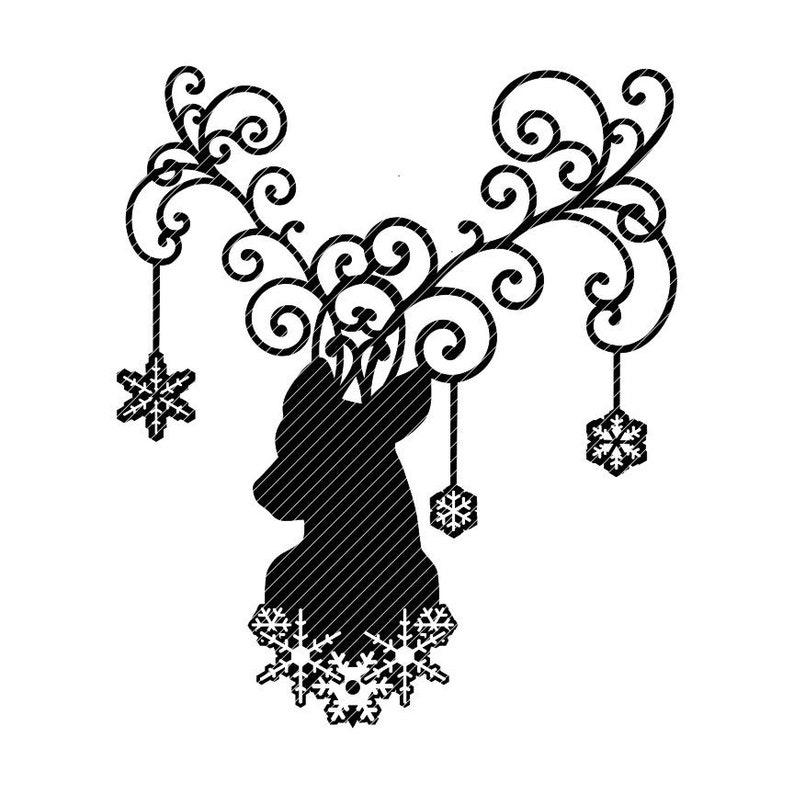 Download Swirl snowflake reindeer Christmas ornament clipart vector ...