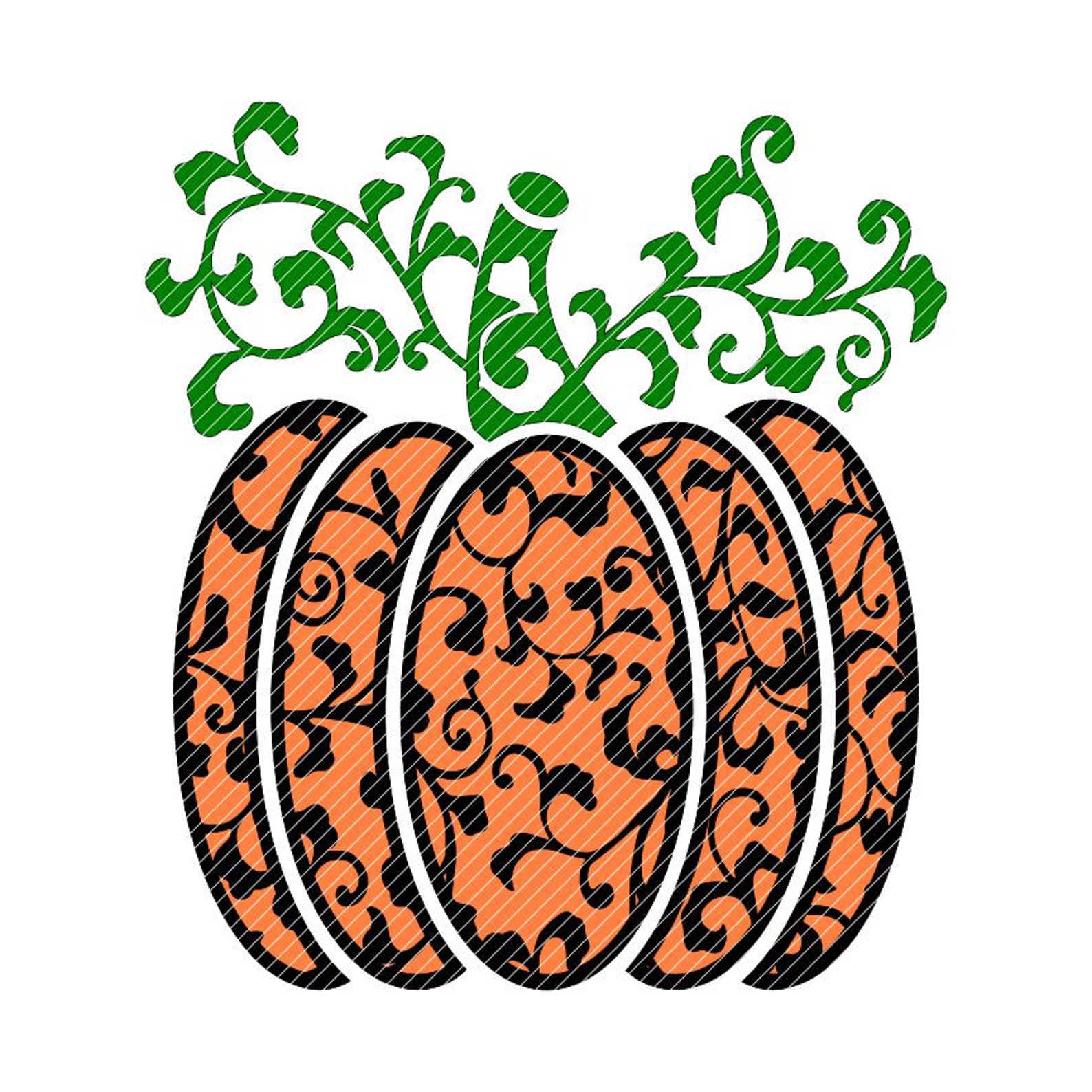 Fancy pumpkin vines zentangle swirl fancy fall autumn halloween mandala cli...