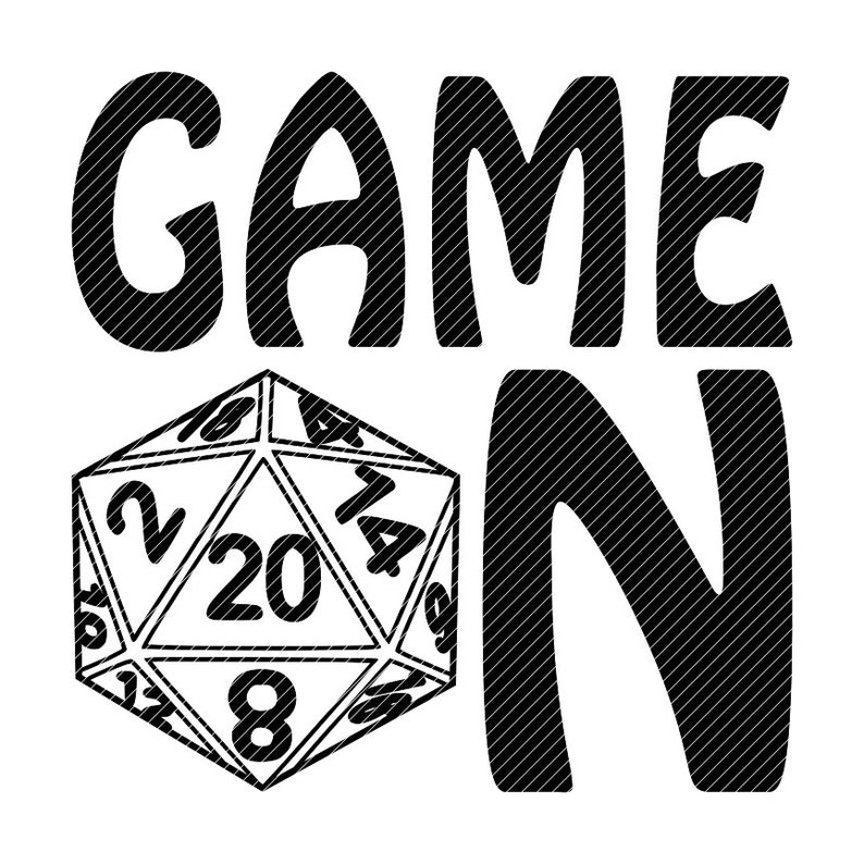 D20 Game On D-n-D dungeons and dragons dice svg jpg png image 1
