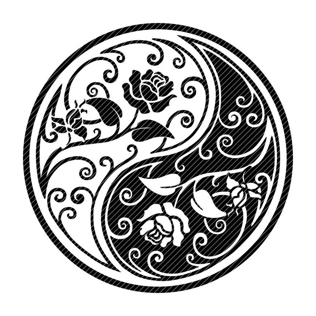 Yin Yang Rose, Swirl Mandala Clipart Vector Graphics Cut Files Svg Jpg ...
