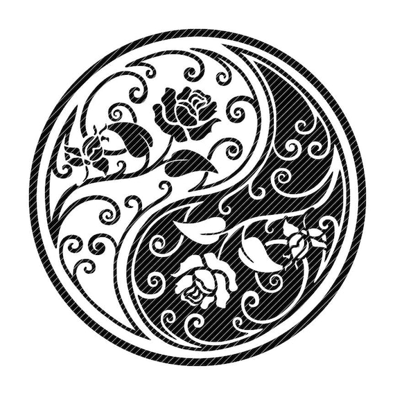 Download Yin Yang Rose Swirl Mandala Clipart Vector Graphics Cut Files Svg Jpg Ping Cricut Silhouette Cameo