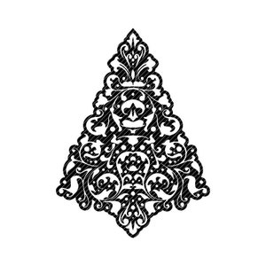 Puede incluir: Diseño intrincado en blanco y negro de un árbol de Navidad estilizado con un patrón floral.
