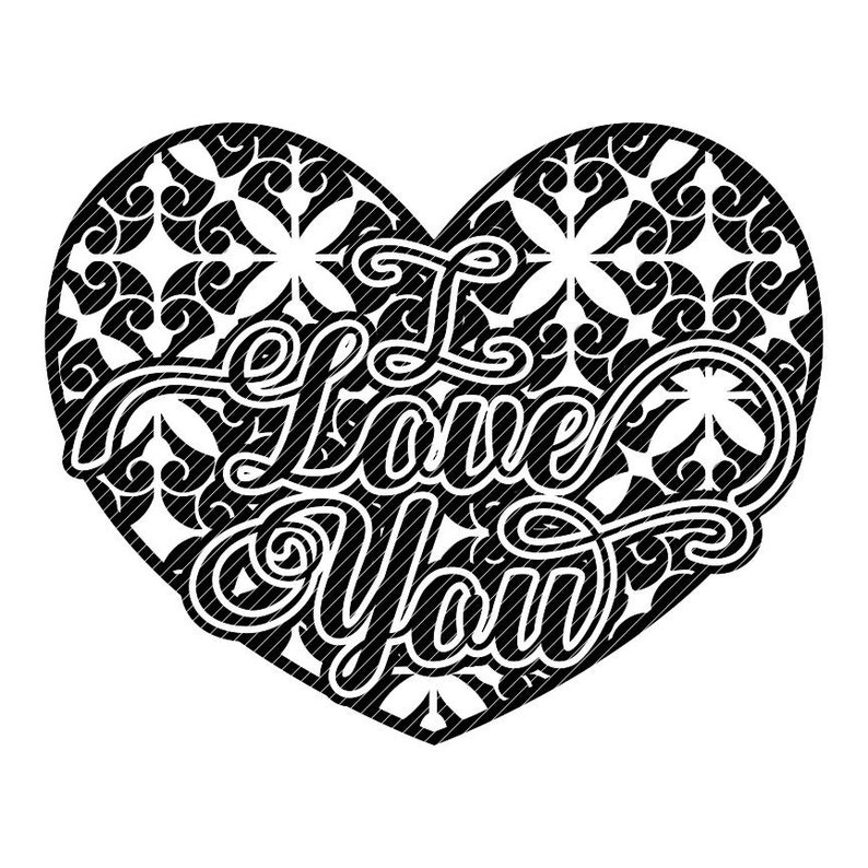 Download Damask I LOVE YOU scroll heart floral Valentines mandala ...