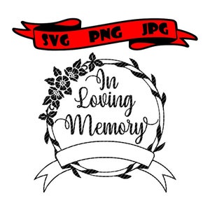 愛を込めて、花の記念品、追悼、お悔やみ、花輪、円形、SVG、クリップアート、ベクター、グラフィック、カットファイル、JPG、PNG、Tシャツ、クリカット