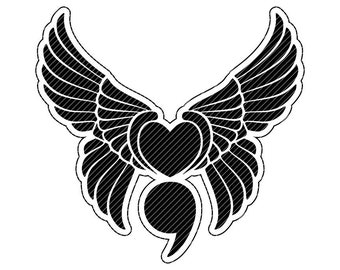 Point-virgule ailé, sensibilisation à la prévention du suicide papillon svg clipart vector graphiques coupés jpg png tshirt cricut silhouette caméo