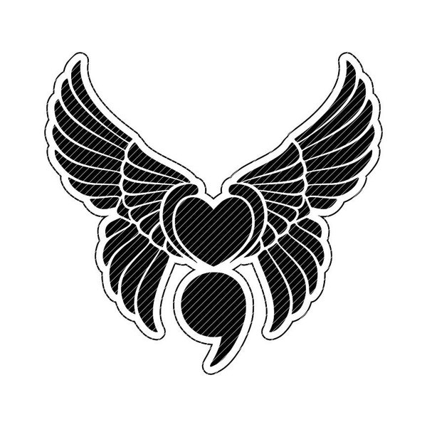 Winged Semicolon, butterfly suicide prevention awareness svg clipart vector graphics cut files jpg png tshirt cricut silhouette cameo