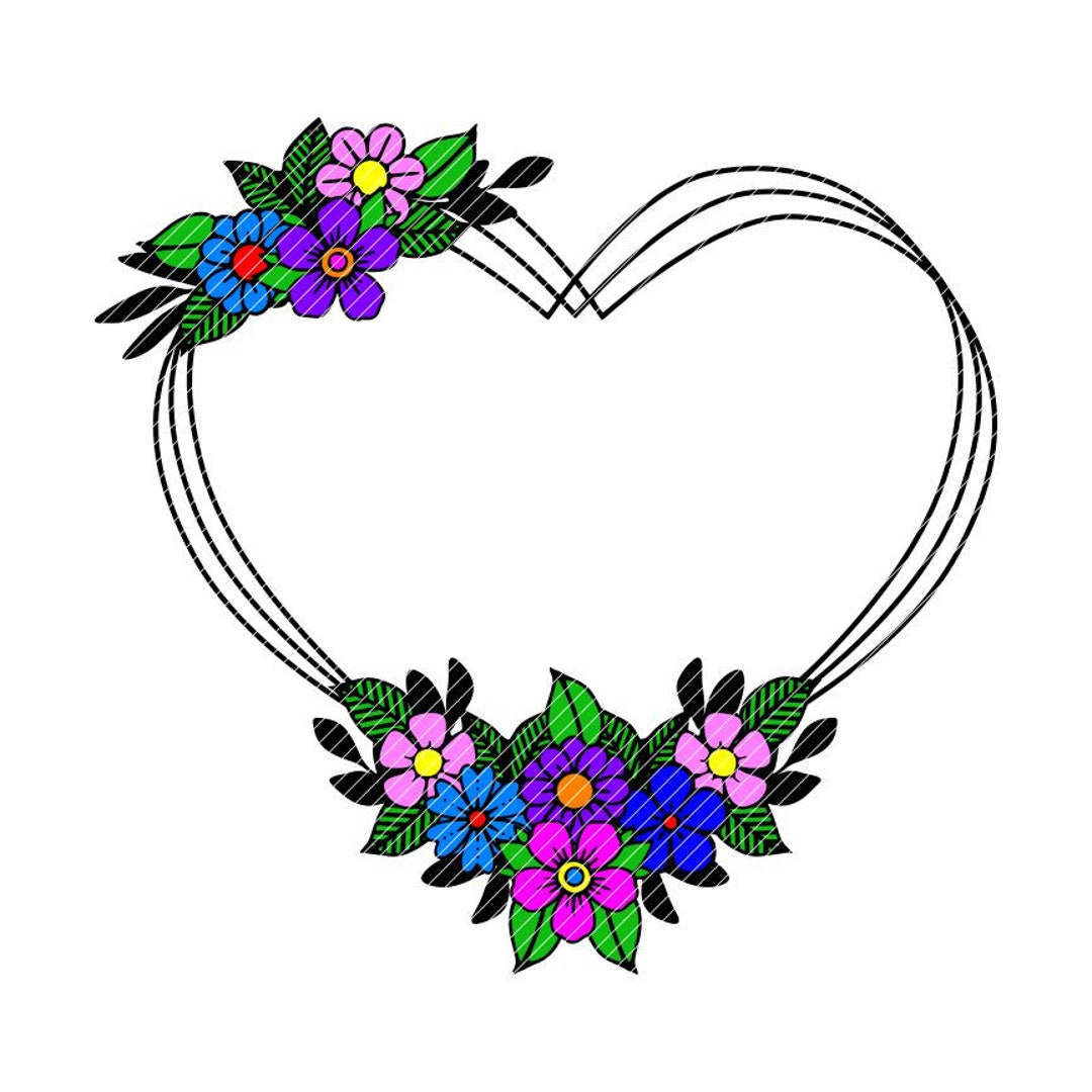 Floral Heart Frame, 2 Versions Flower Frame Spring Summer Svg Jpg Png ...