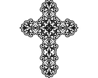 Damask kruis, sierlijke zentangle mandala tekst art clipart vector graphics gesneden bestanden mandala svg jpg ping cricut silhouet cameo