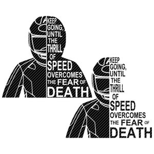 Continúa, hasta que la emoción de la velocidad supera el miedo a la muerte, 2 versiones motociclista SVG clipart vector gráficos cortar archivos jpg png