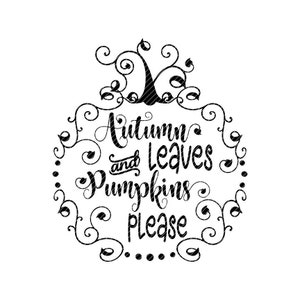 Puede incluir: Diseño gráfico en blanco y negro con un marco decorativo y el texto "Otoño y hojas calabazas por favor".