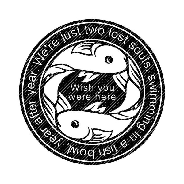 Zwei verlorene Seelen schwimmen in einer Fischschale wünschen, dass Sie hier wären, rosa floyd Svg Png Clipart Tshirt Vektor Vinyl Grafik geschnitten Datei Aufkleber Cricut