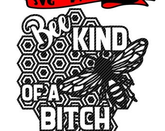 Bi, typ av en bitch, 2 versioner blomma ram vår hexagon svg jpg png clipart design vektor vinyl grafik klippfiler dekal Cricut