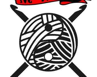 Garn Yin Yang Virkning, SVG PNG JPG Cricut klippfiler, Clipart, Grafik (Digital Nedladdning)