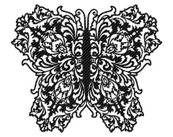 Damask butterfly, zentangle swirl fancy mandala zen clipart vector graphics cut files jpg png cricut silhouette cameo