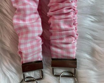 Coletero y pulsera de cuadros vichy rosas