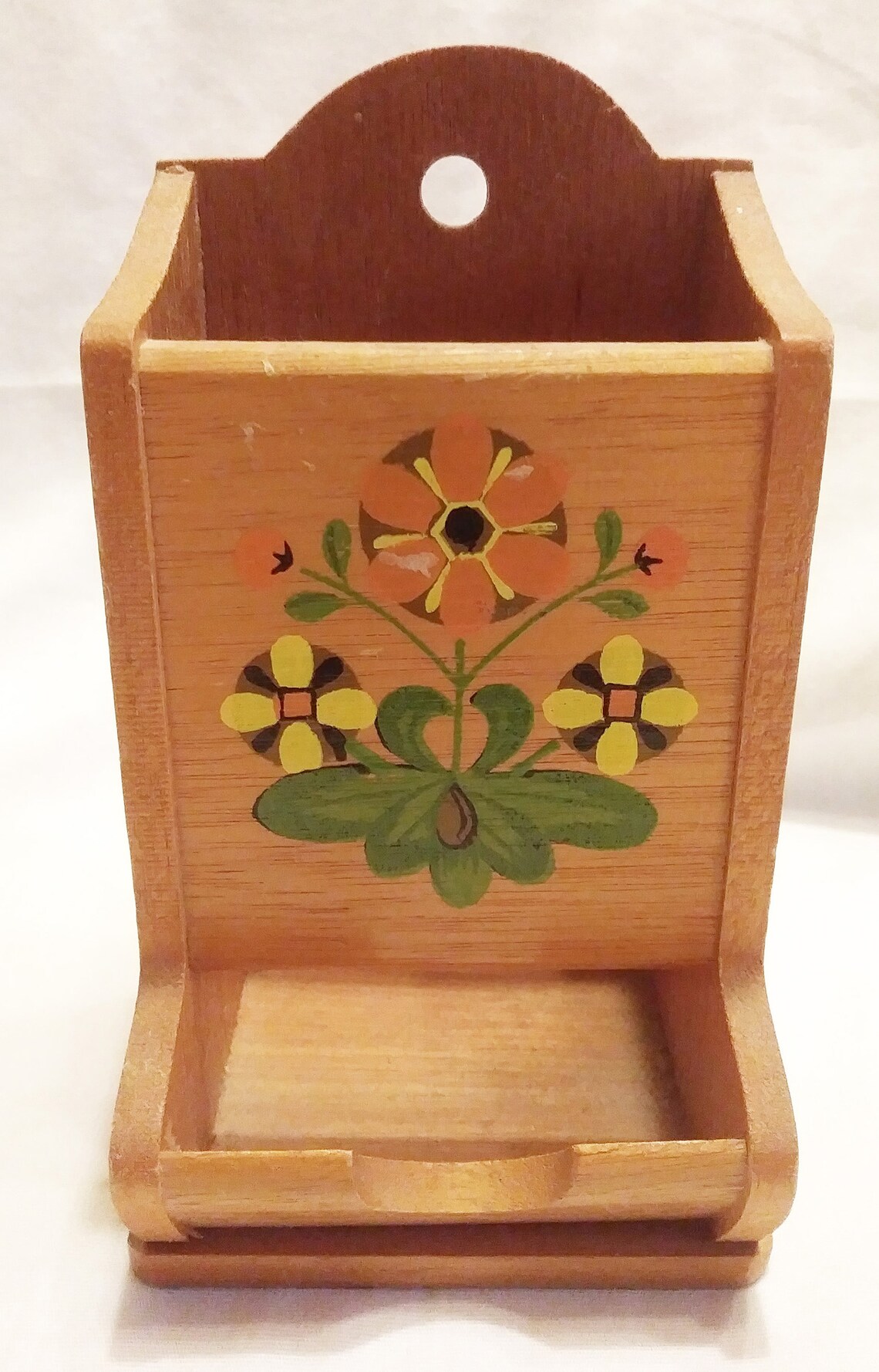 Vintage Wood Wall Mount Matchbox Holder with Floral Motif Etsy