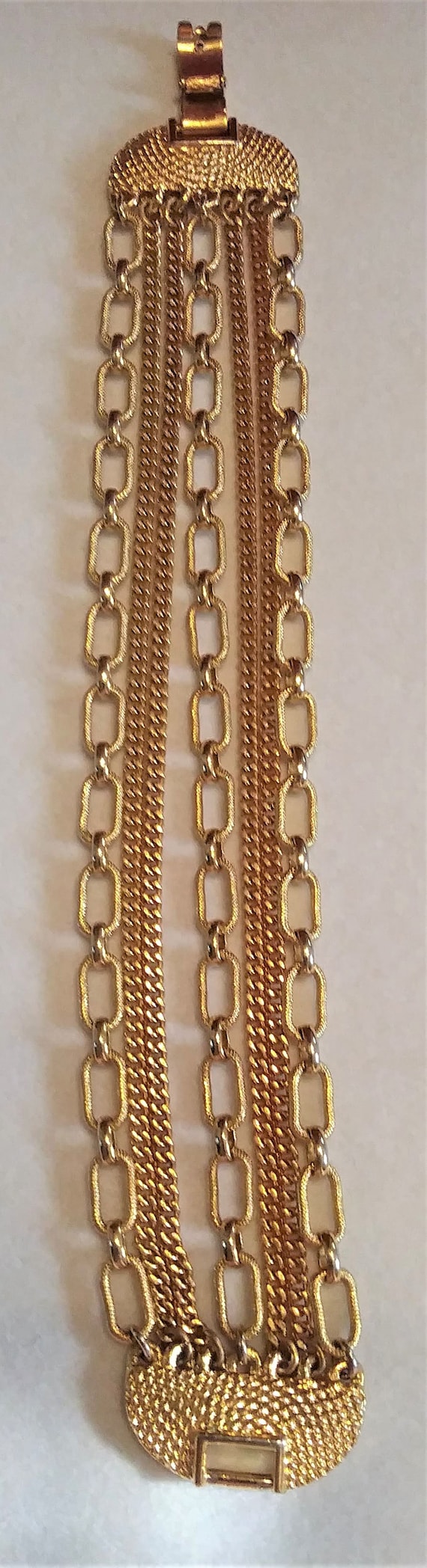 Vintage Gold-tone 7 Strand Monet Chain Bracelet - image 1