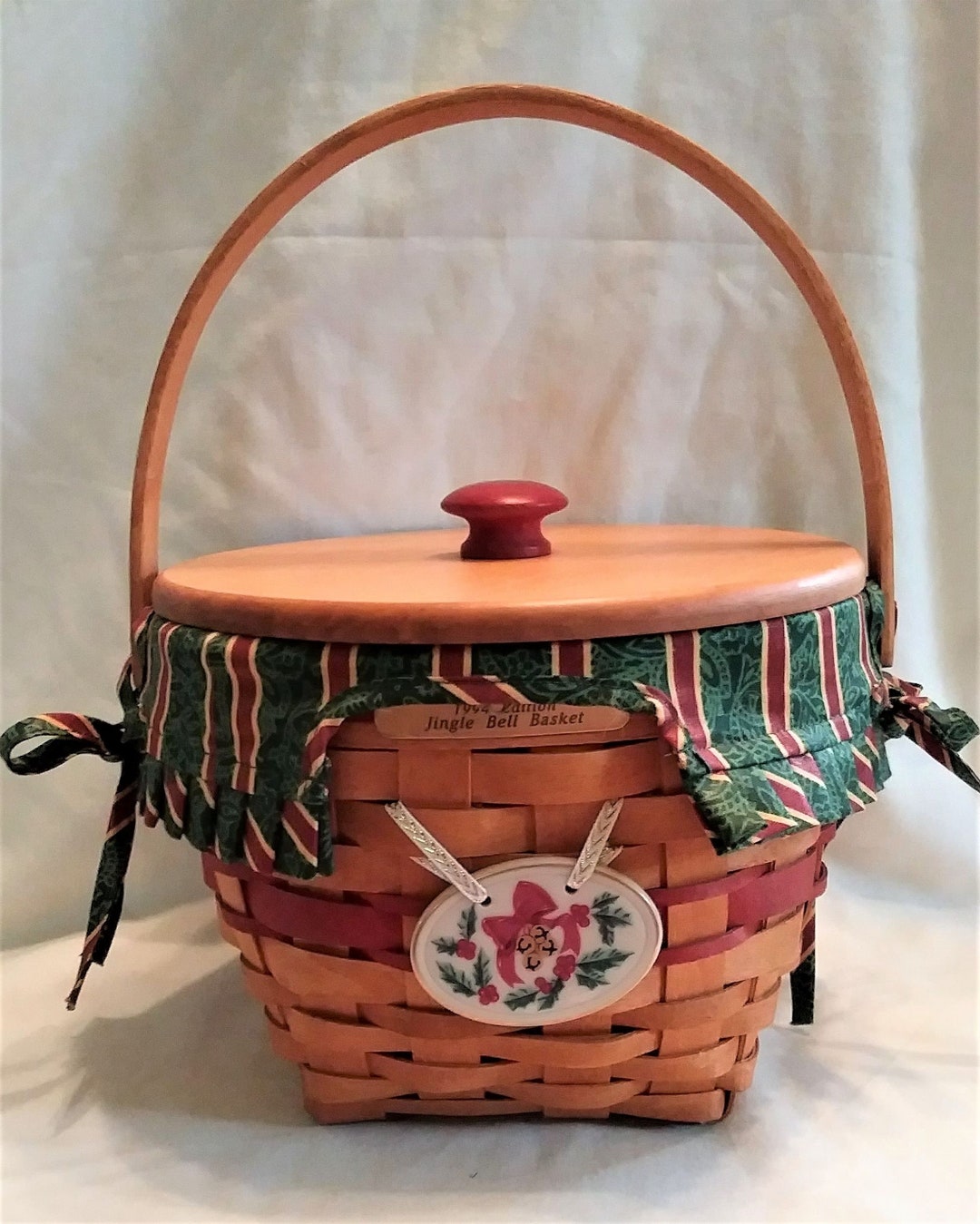 1994 Longaberger Jingle Bell Basket With Lid and Liner Etsy