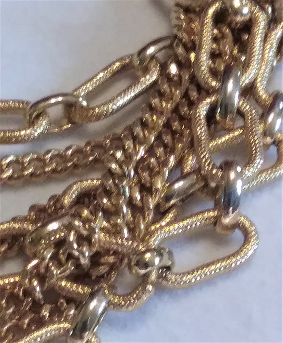 Vintage Gold-tone 7 Strand Monet Chain Bracelet - image 4
