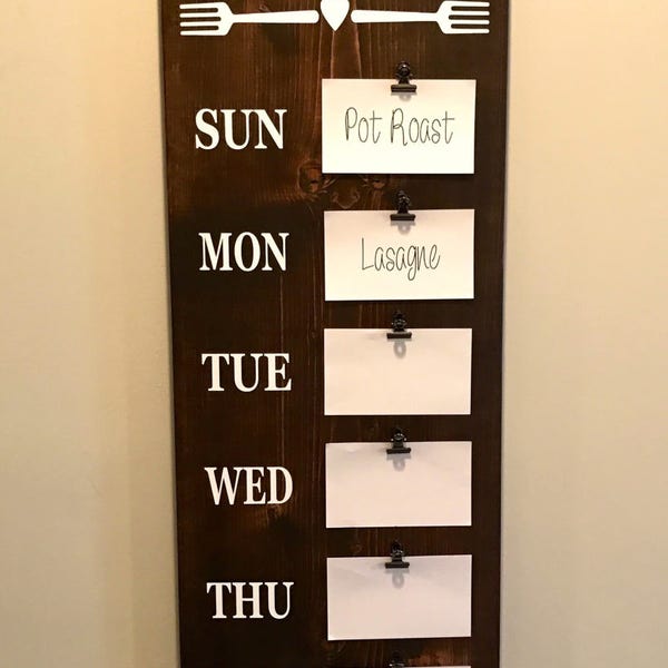 Menu Board, Meal Planning Sign, Weekly Meal Planning, Wooden Menu Board, Farmhouse Decor, Wooden Kitchen Sign, Fixer Upper Decor