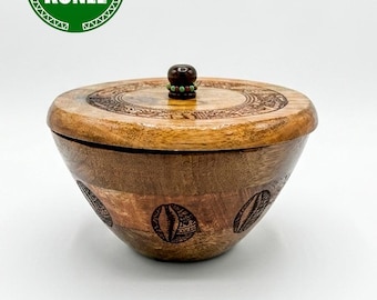 Handcrafted Wooden Ifá Bowl / Soup Tureen – Ifá Board with Engravings