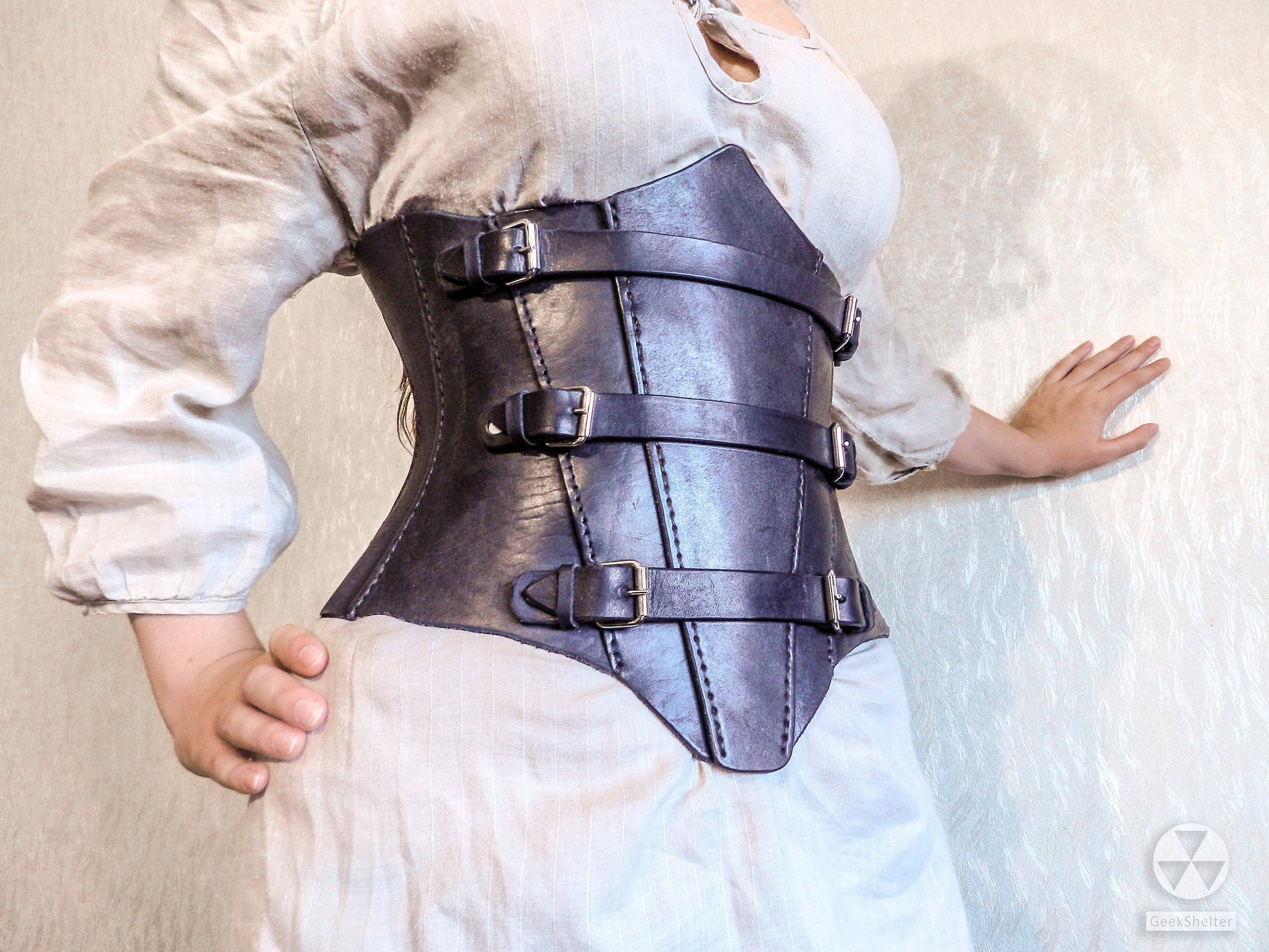 Leather Corset Hand Stitched Cosplay Underbust LARP Renaissance Fair  Medieval Dress 