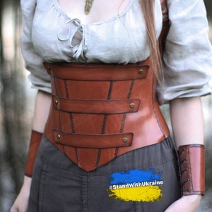 Jesters Underbust Leather Corset With Straps Medieval Dress LARP Cosplay 
