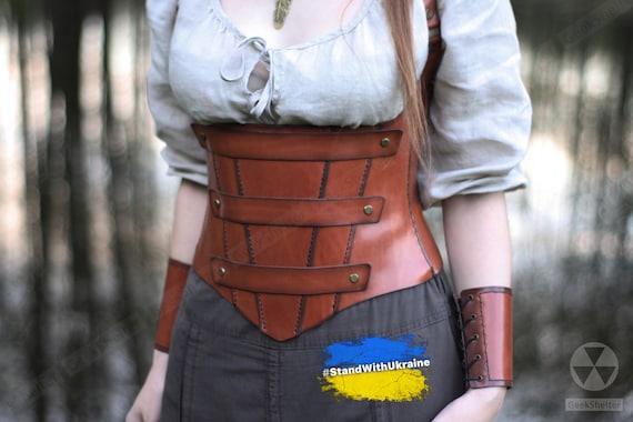 Jesters Underbust Leather Corset With Straps Medieval Dress LARP Cosplay -   Canada