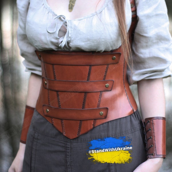 Jesters Underbust Leather Corset With Straps - Medieval Dress -LARP - Cosplay