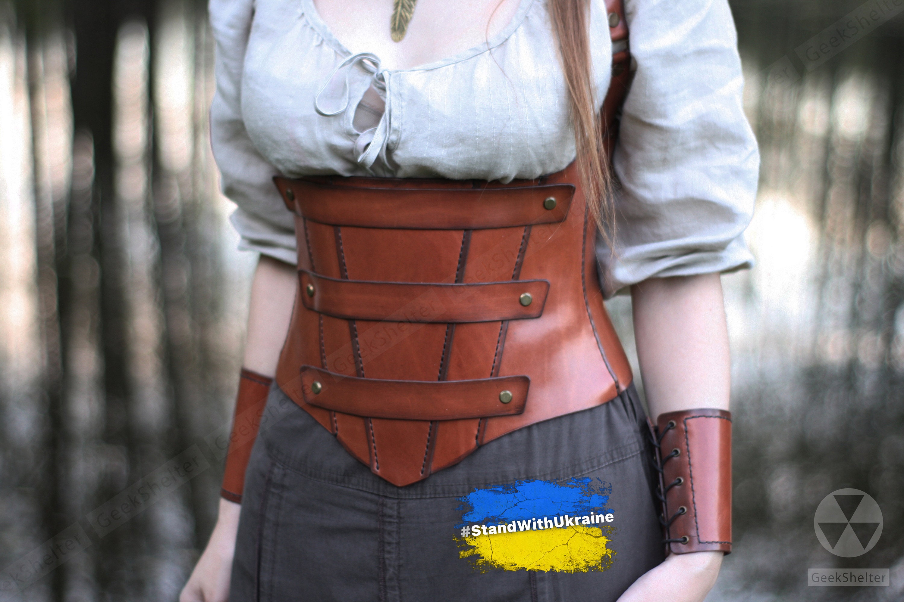 Jesters Underbust Leather Corset With Straps Medieval Dress LARP