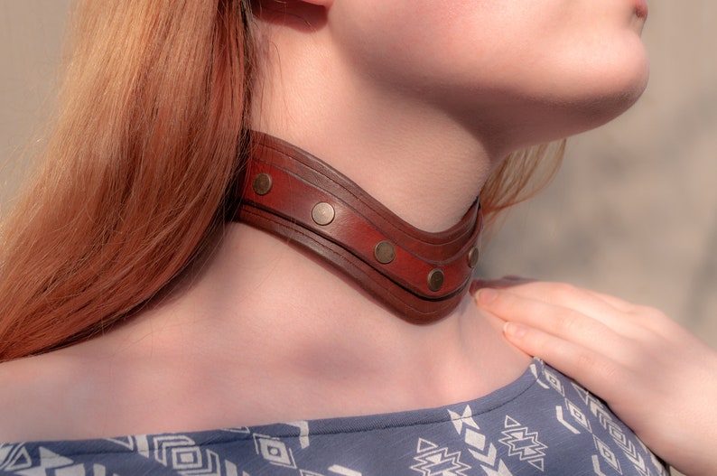 Steampunk Handmade Leather Collar Choker Necklace 