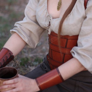 Leather Cuffs Handmade Leather Bracers LARP Renaissance fair image 7