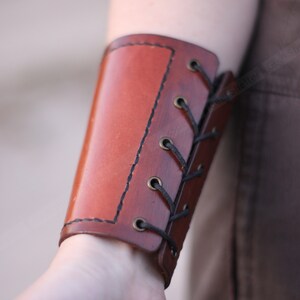 Leather Cuffs Handmade Leather Bracers LARP Renaissance fair image 5