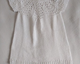 Robe bébé fille 3/6 mois en pur coton, robe bébé tricot, idée cadeau bébé fait main, vêtements nouveau-né, robe bébé fille