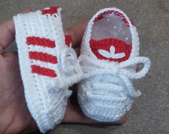 Crochet baby shoes in  pure cotton, crochet sportwear, newborn footwear, newborn shoes