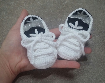 Crochet baby shoes in  pure cotton, crochet sportwear, newborn footwear, newborn shoes