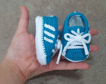Chaussures de bébé au crochet en coton, chaussures pour bébé, cadeau de baby shower, cadeau de baptême, cadeau de baptême