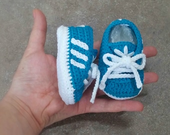 Gehaakte katoenen babyschoentjes, babyschoenen, kraamcadeau, doopcadeau, communiecadeau