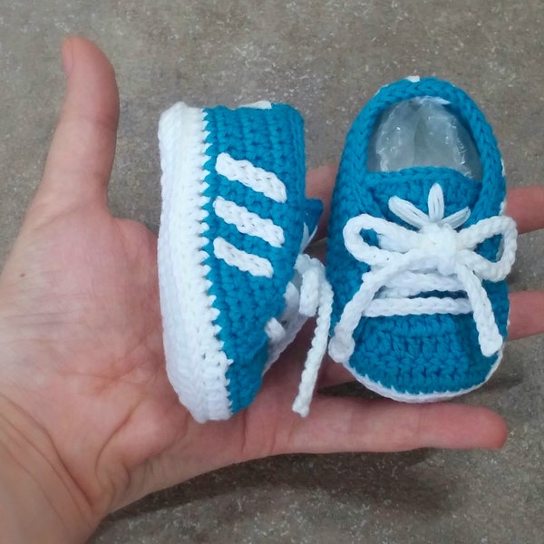 Handmade crochet baby shoes 100% cotton, baby sportwear, baby footwear, crochet sneakers
