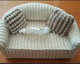 Boîte à mouchoirs artisanale en forme de canapé