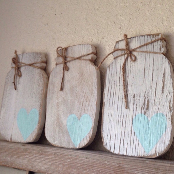 Mason Jar Wood Art with Heart, Rustic Mason Jar, Mason Jar Decor, Rustic Wedding Decor